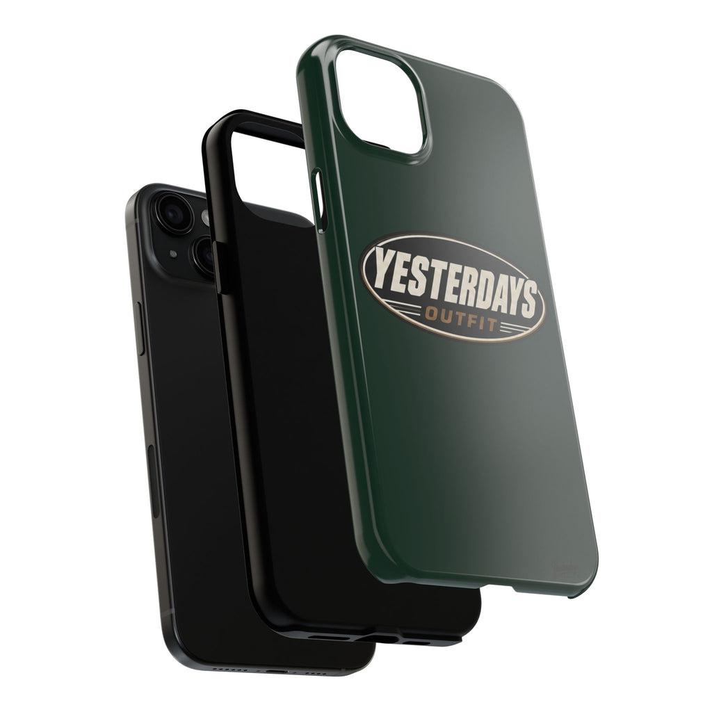 Yesterdays Outfit Logo Tough Phone Case | Retro Oval Badge, Dark Green