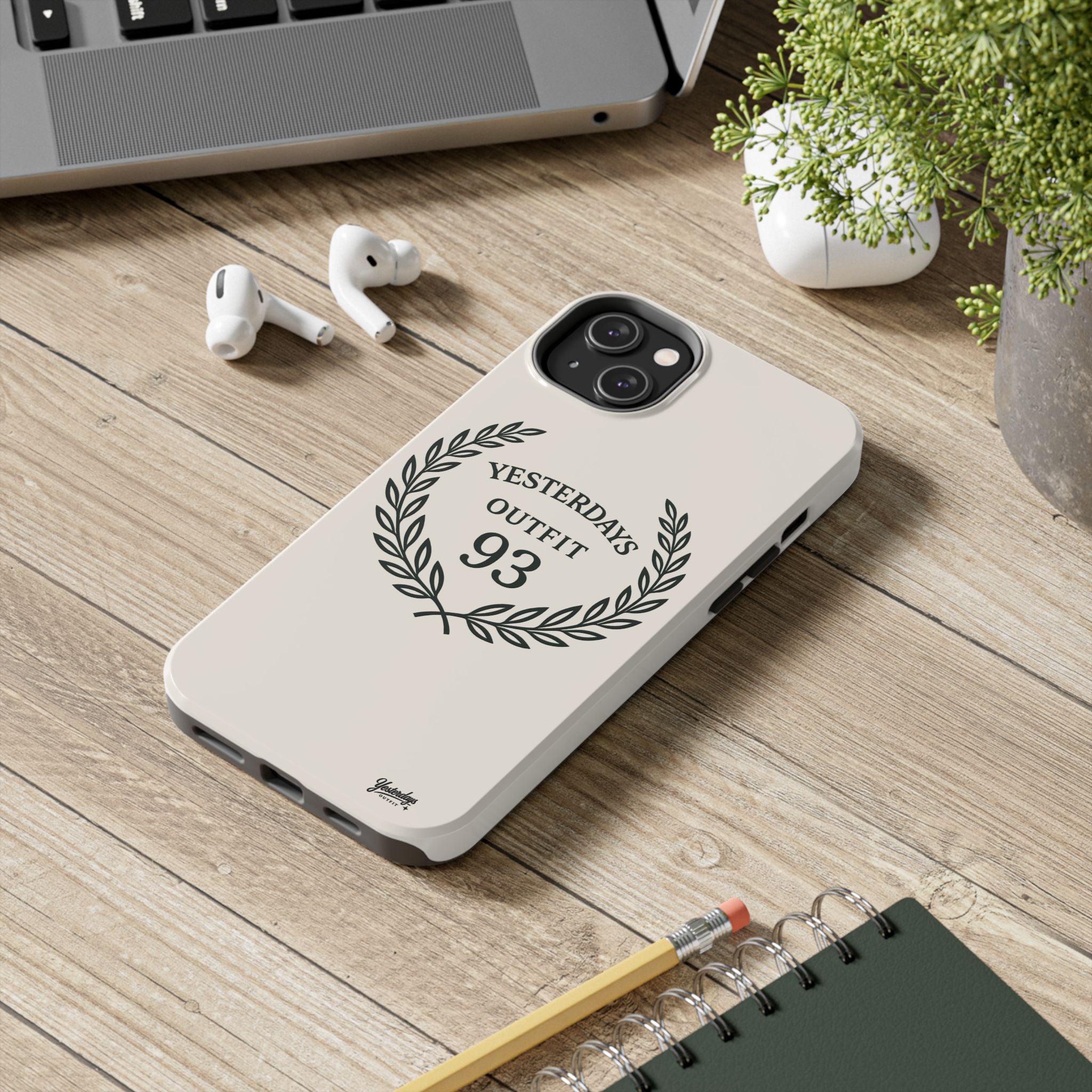 Yesterdays Outfit 93 phone case | laurel wreath graphic