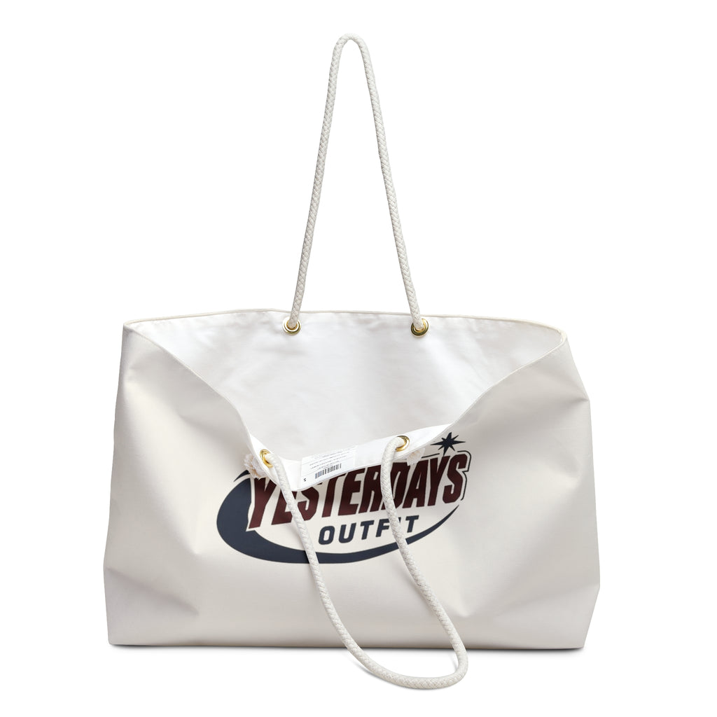 Yesterdays Outfit Logo Weekender Bag, Retro Globe Emblem Tote