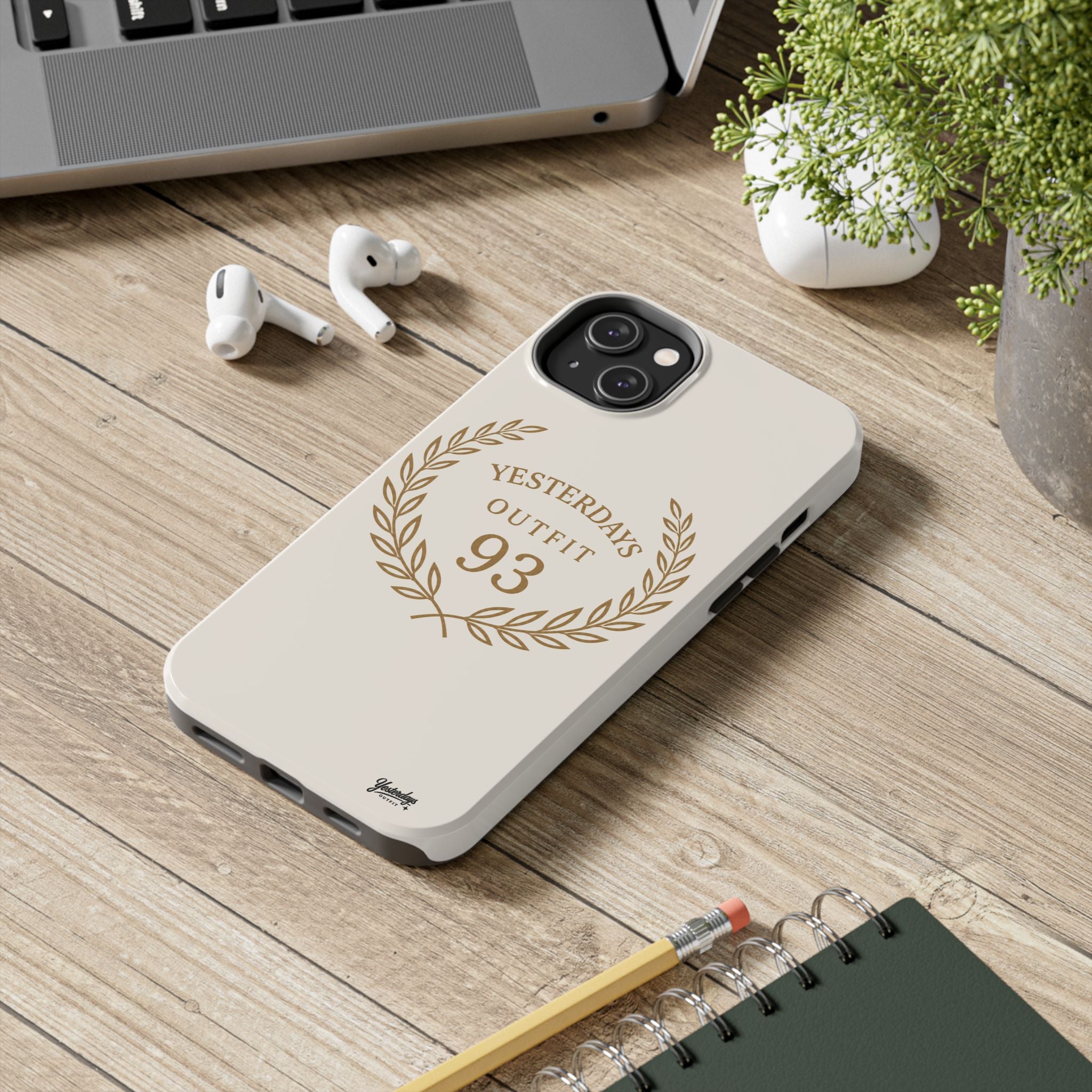 Yesterdays Outfit 93 phone case | laurel wreath vintage number design