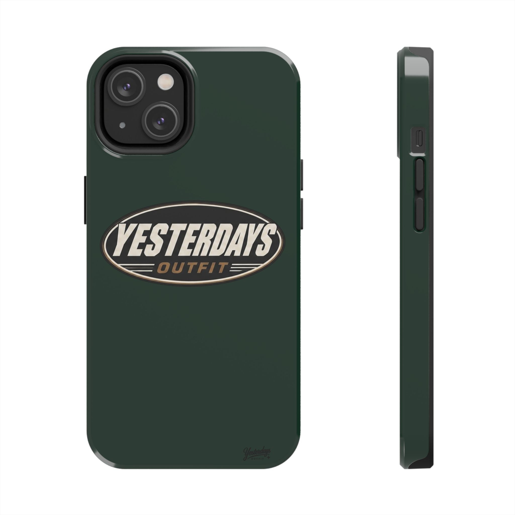 Yesterdays Outfit Logo Tough Phone Case | Retro Oval Badge, Dark Green