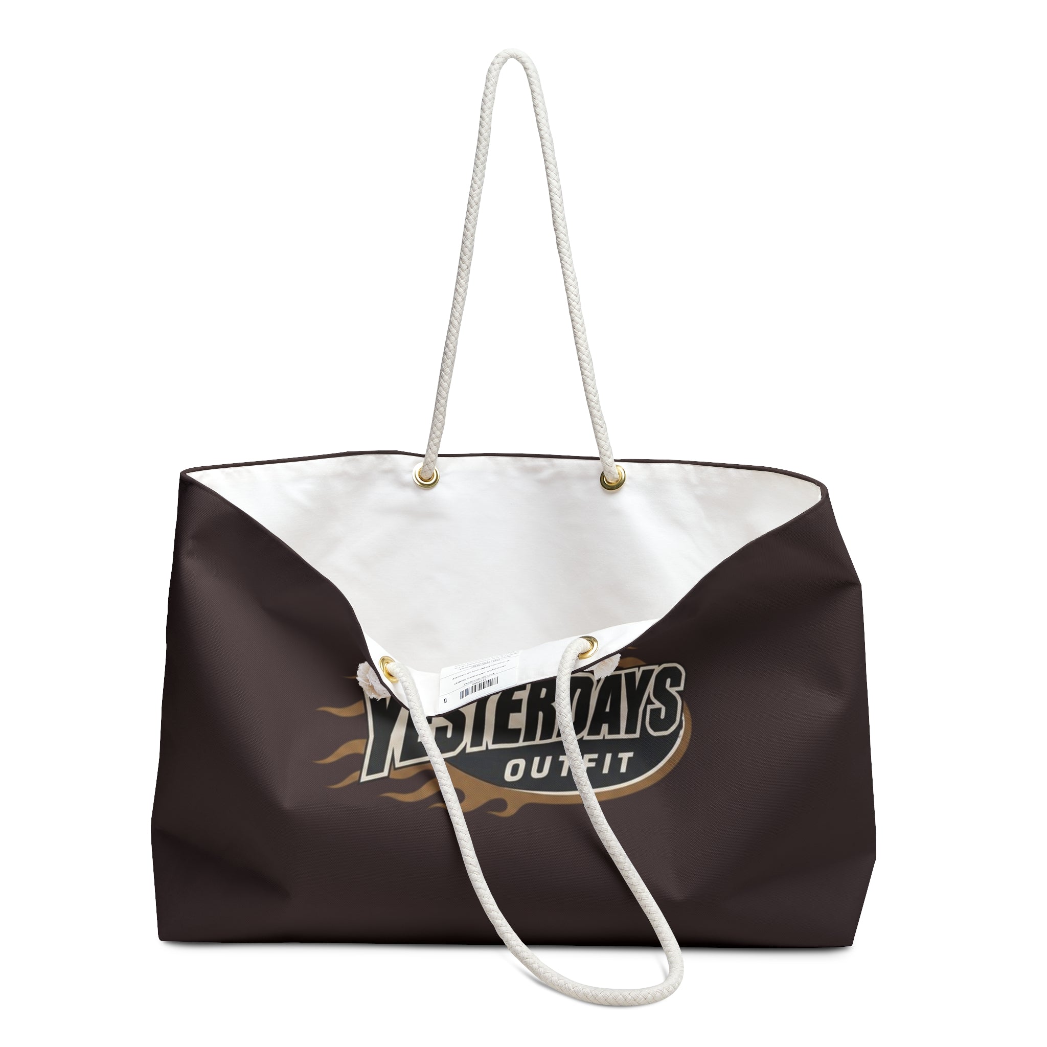 Yesterdays Outfit Logo Weekender Bag | Retro Flame Badge Tote