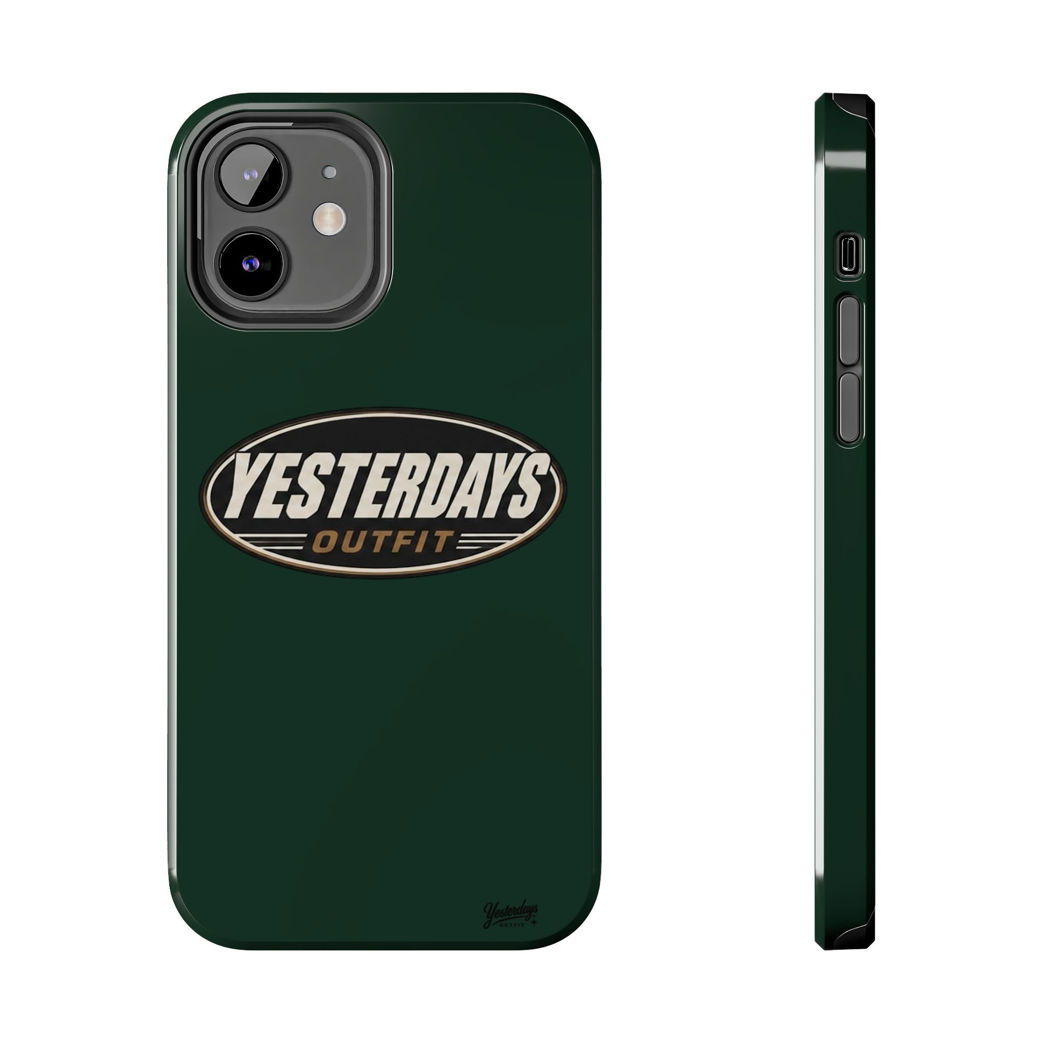 Yesterdays Outfit Logo Tough Phone Case | Retro Oval Badge, Dark Green