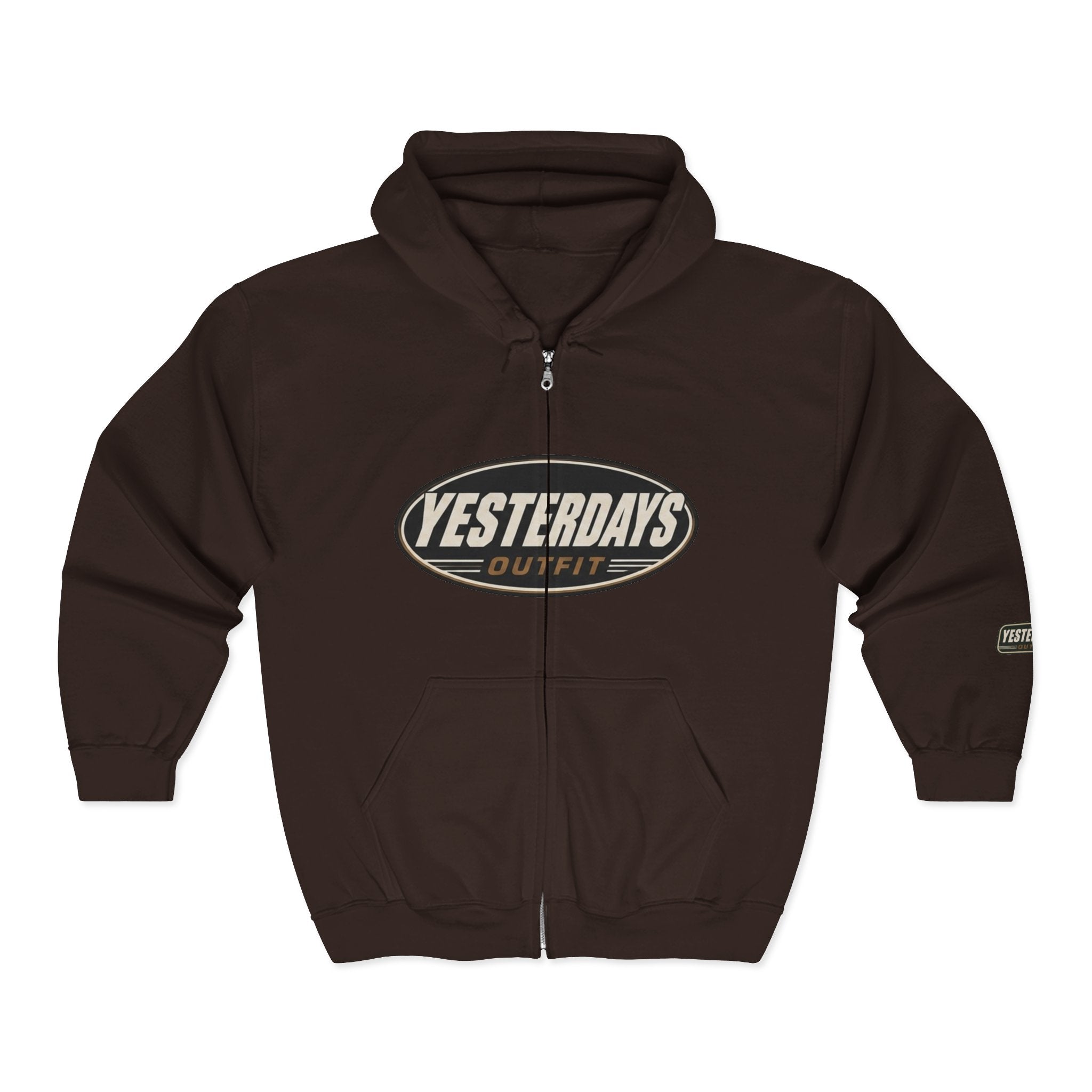 Yesterdays Outfit oval logo Full Zip Hoodie | Vintage badge sweatshirt