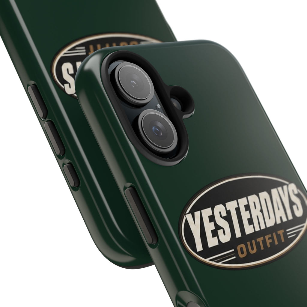 Yesterdays Outfit Logo Tough Phone Case | Retro Oval Badge, Dark Green