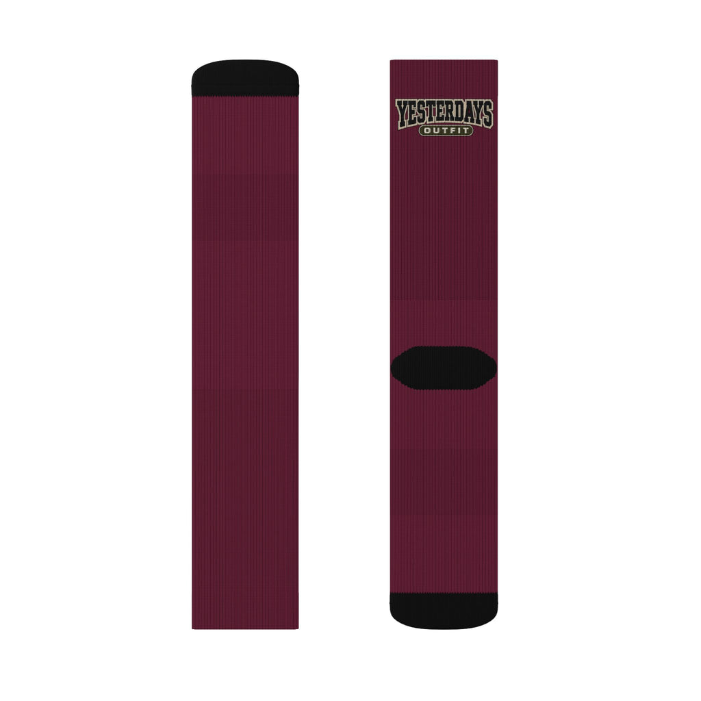 Yesterdays Logo Burgundy Socks | Sublimation Crew Socks