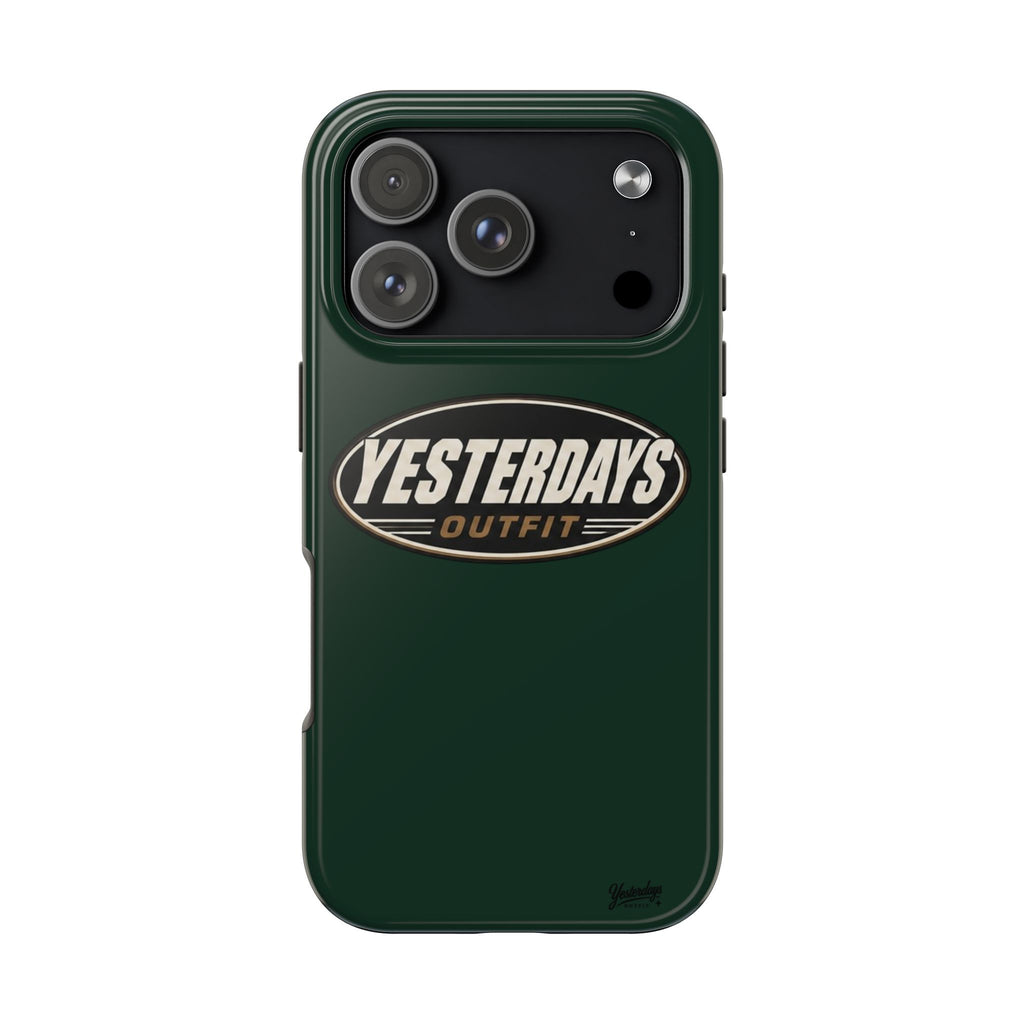 Yesterdays Outfit Logo Tough Phone Case | Retro Oval Badge, Dark Green