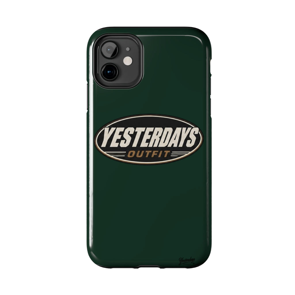 Yesterdays Outfit Logo Tough Phone Case | Retro Oval Badge, Dark Green