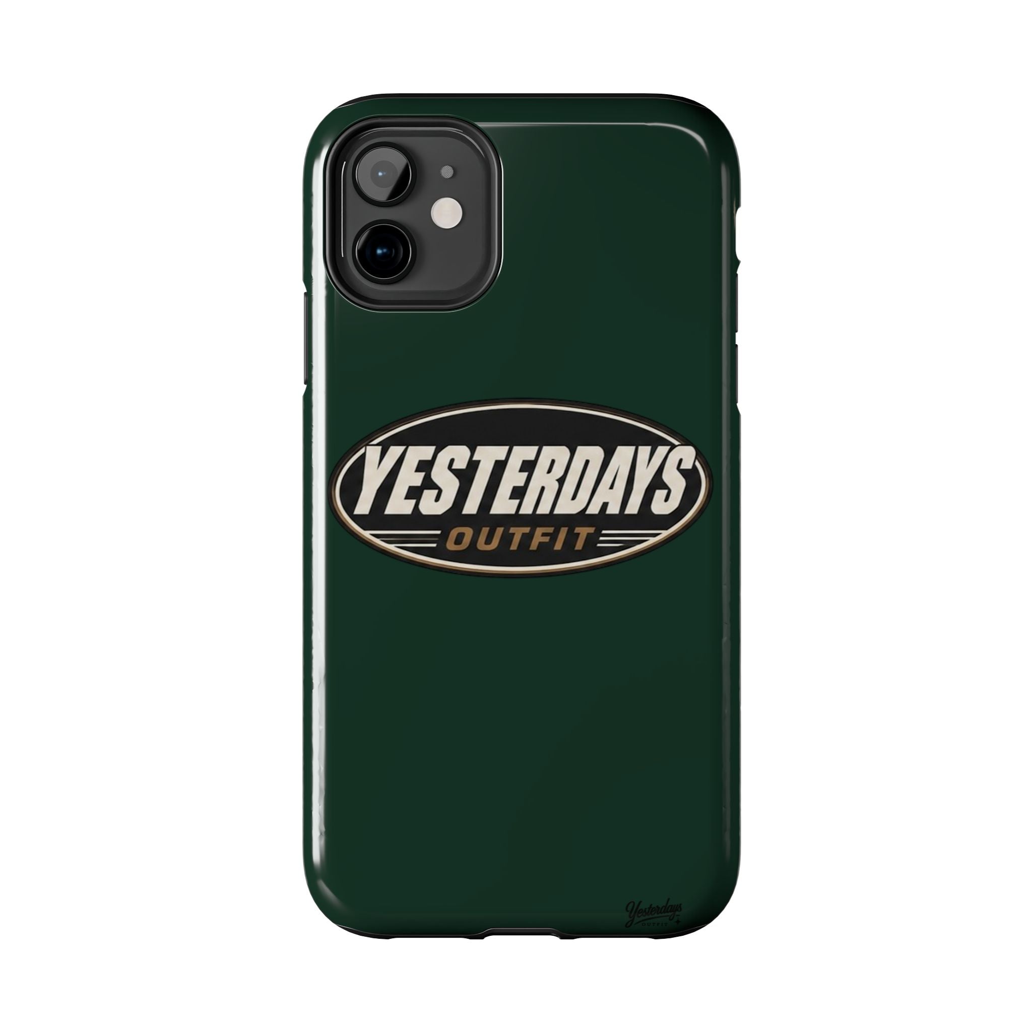 Yesterdays Outfit Logo Tough Phone Case | Retro Oval Badge, Dark Green