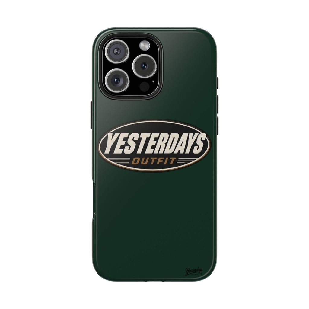 Yesterdays Outfit Logo Tough Phone Case | Retro Oval Badge, Dark Green