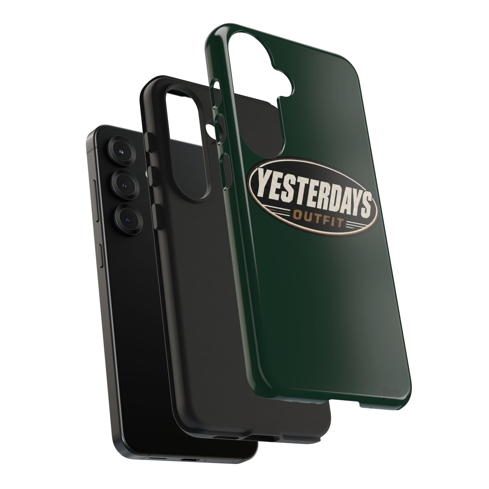 Yesterdays Outfit Logo Tough Phone Case | Retro Oval Badge, Dark Green