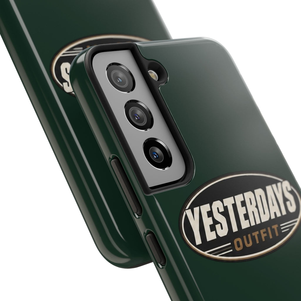 Yesterdays Outfit Logo Tough Phone Case | Retro Oval Badge, Dark Green