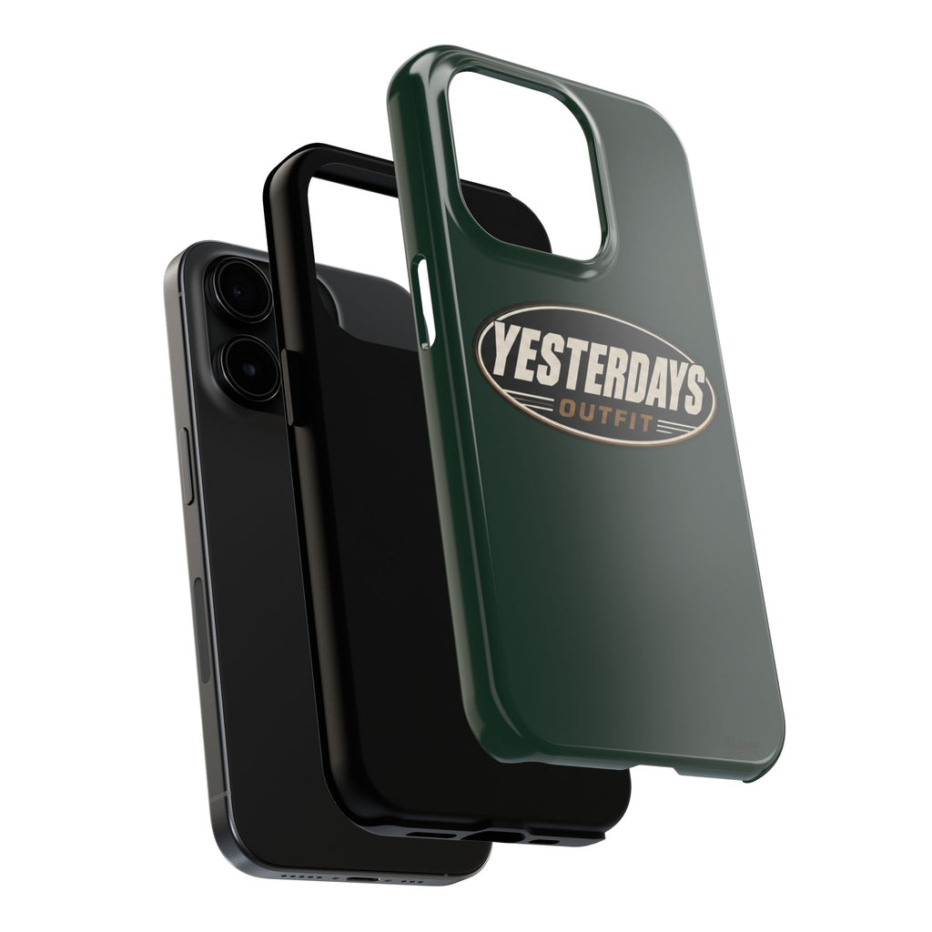 Yesterdays Outfit Logo Tough Phone Case | Retro Oval Badge, Dark Green