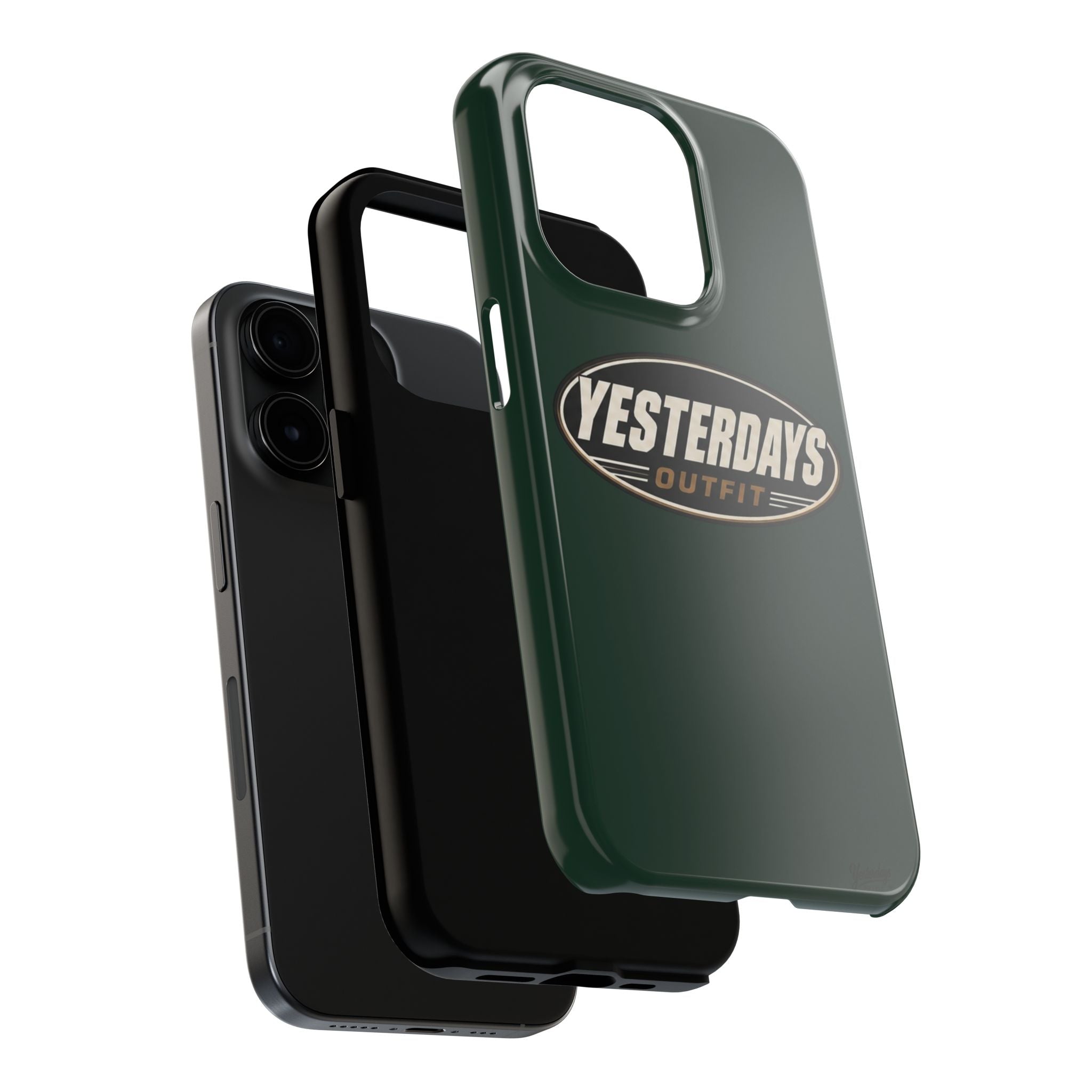 Yesterdays Outfit Logo Tough Phone Case | Retro Oval Badge, Dark Green